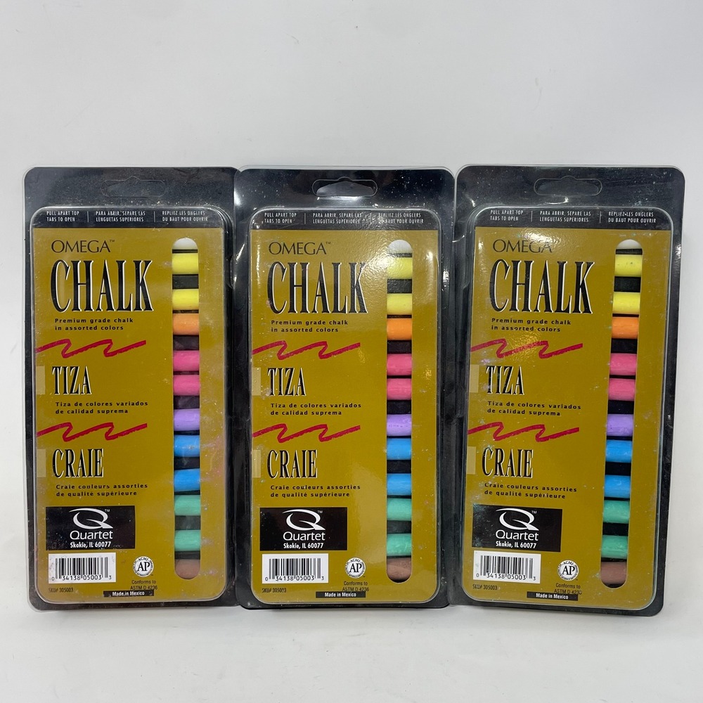Omega Chalk Quartet Premiumβ Grade Assorted Colors New Old Stock 3 Pack